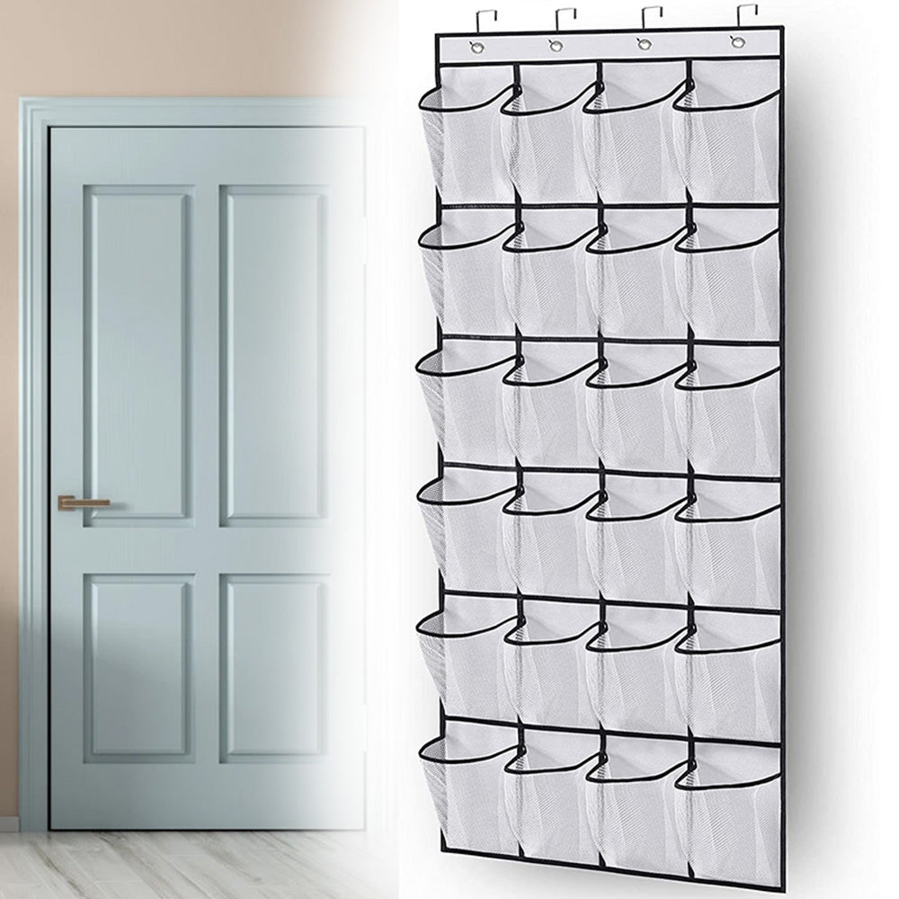 24 Grid Wall-Mounted Sundries Organizer with Mesh Pocket_0