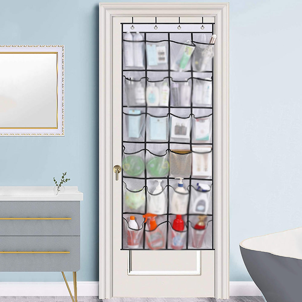 24 Grid Wall-Mounted Sundries Organizer with Mesh Pocket_2