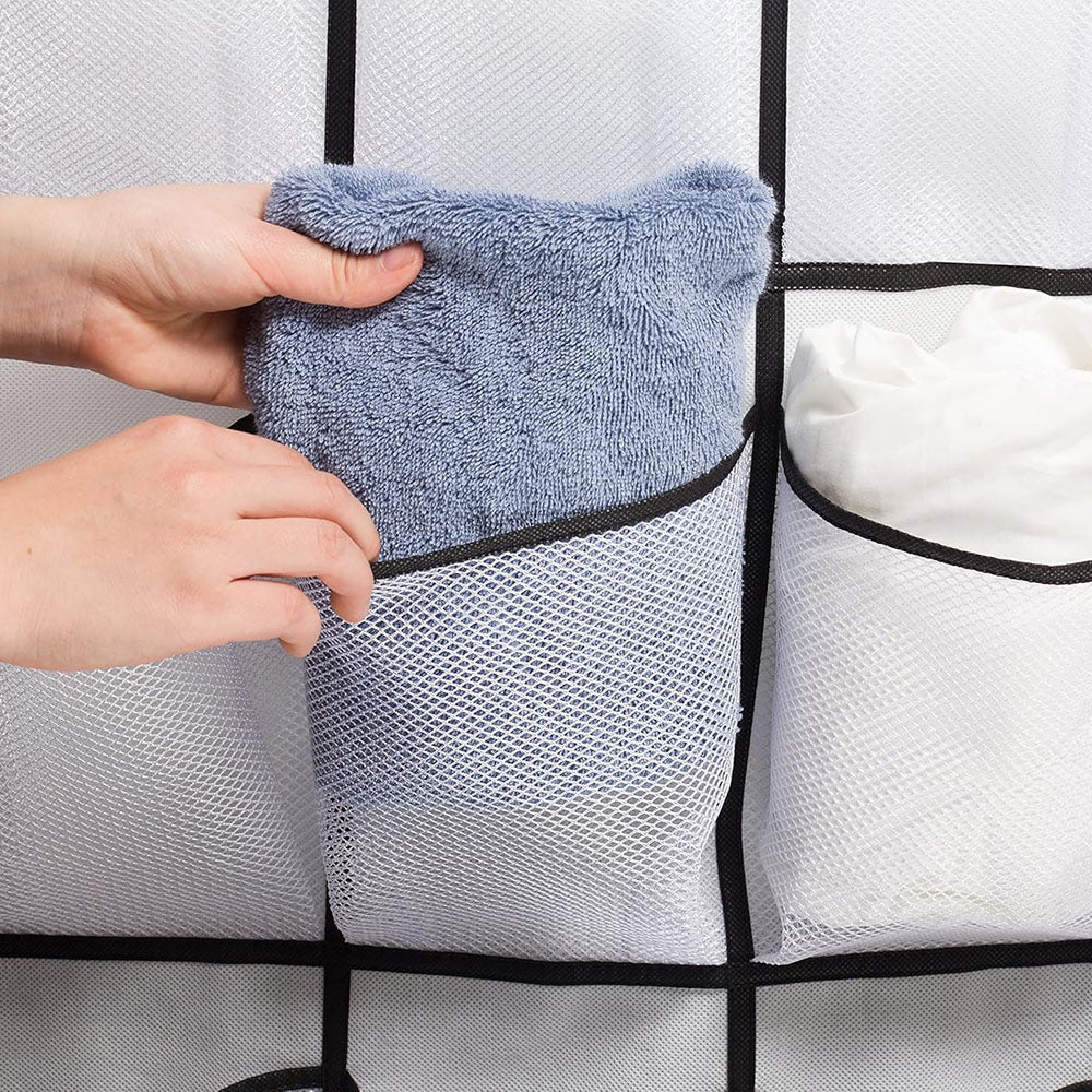 24 Grid Wall-Mounted Sundries Organizer with Mesh Pocket_6