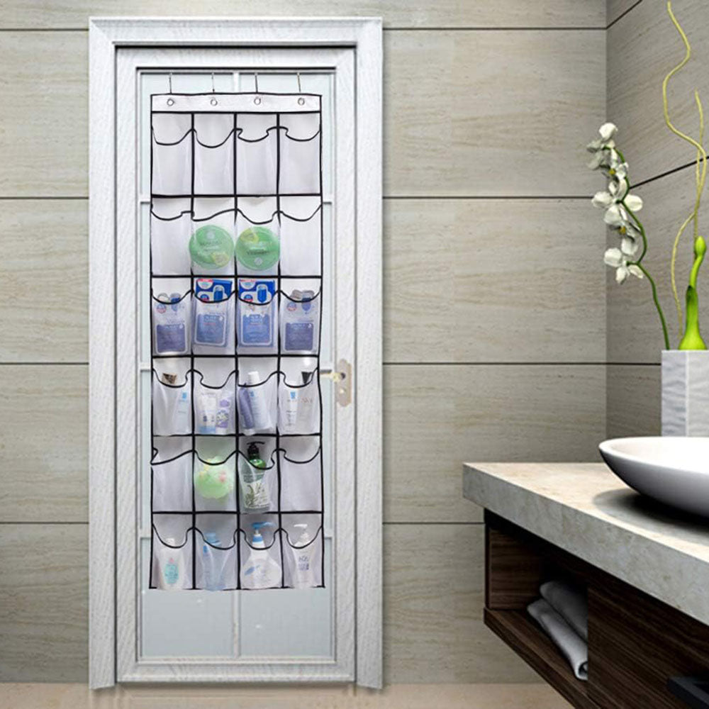 24 Grid Wall-Mounted Sundries Organizer with Mesh Pocket_7