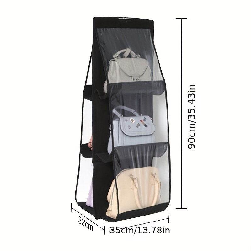 6-Pocket Foldable Hanging Organizer for Handbags