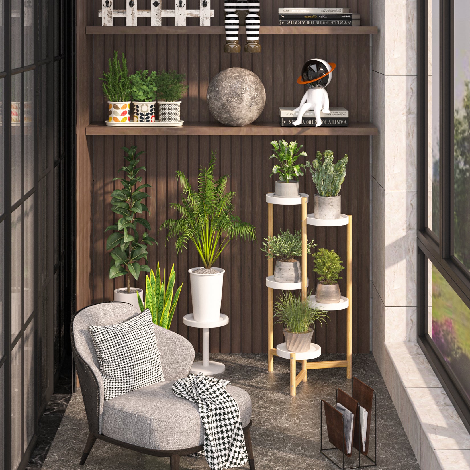 5 Tier Tall Corner Plant Stand Holder and Display Rack_4