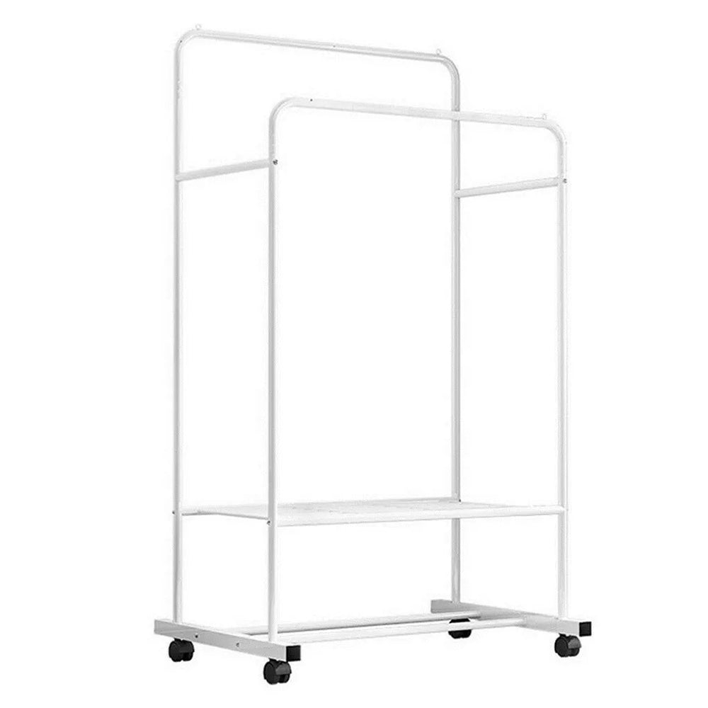 1.5m Clothes Rack Double Rail Rolling Stand Shoes Rack Storage Shelf_9