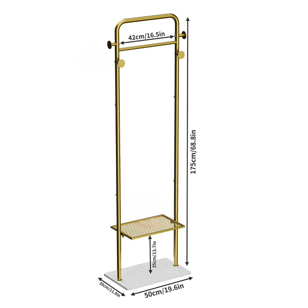 Heavy Duty Gold Pole Clothing Rack with Granite Stone Base_9