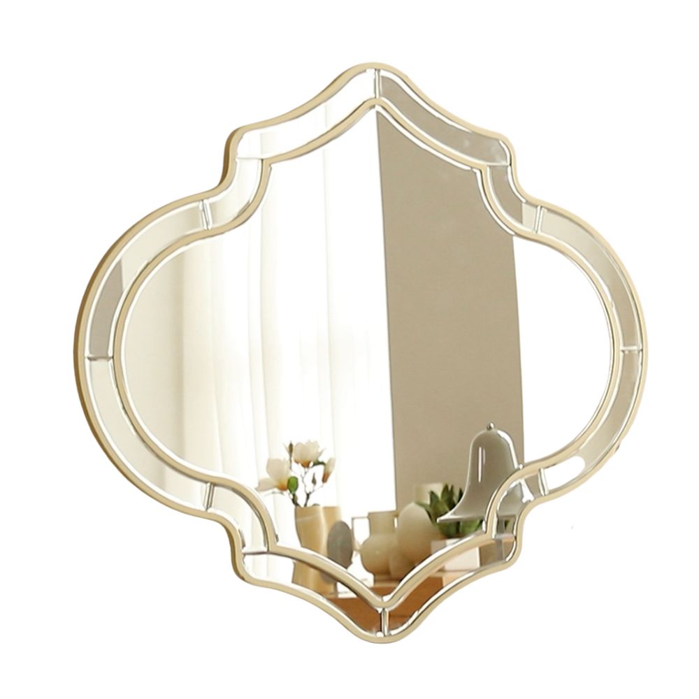 Irregular Silver Wall Decor Mirror with Golden Rim