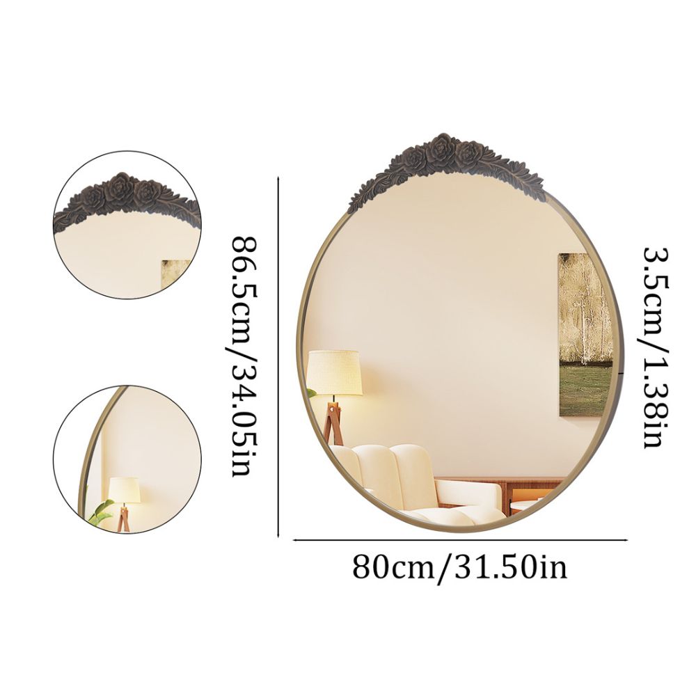 Stunning Baroque Brass Mirror Elegant Resin Rose Design