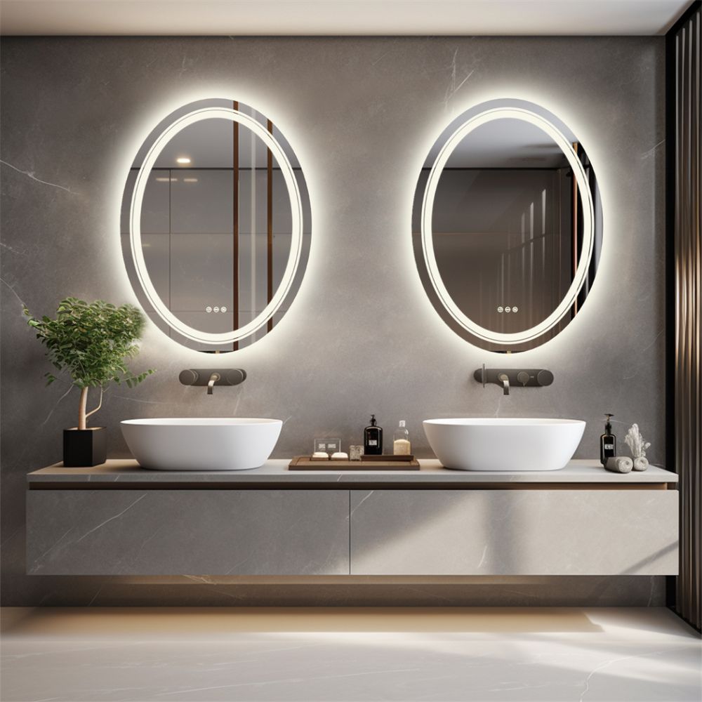 Frameless Oval Illuminated Bathroom Mirror