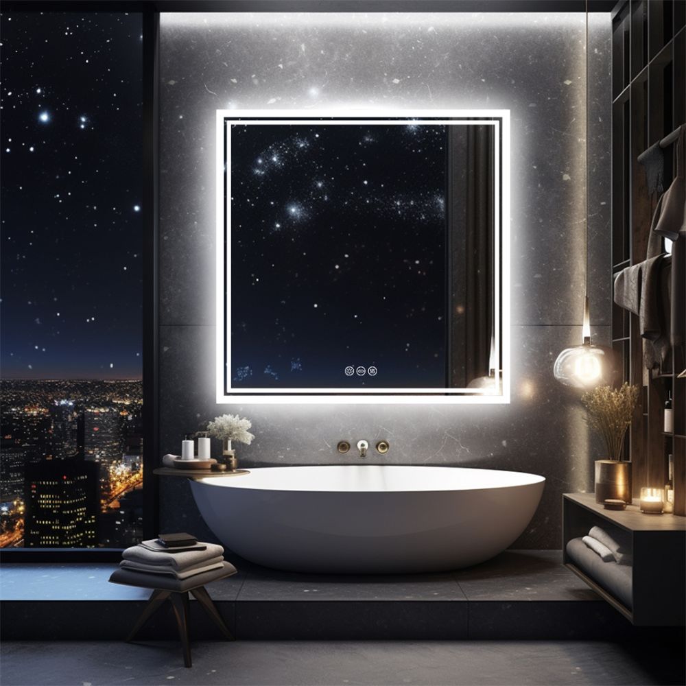 Square LED Wall Mounted Bathroom Mirror