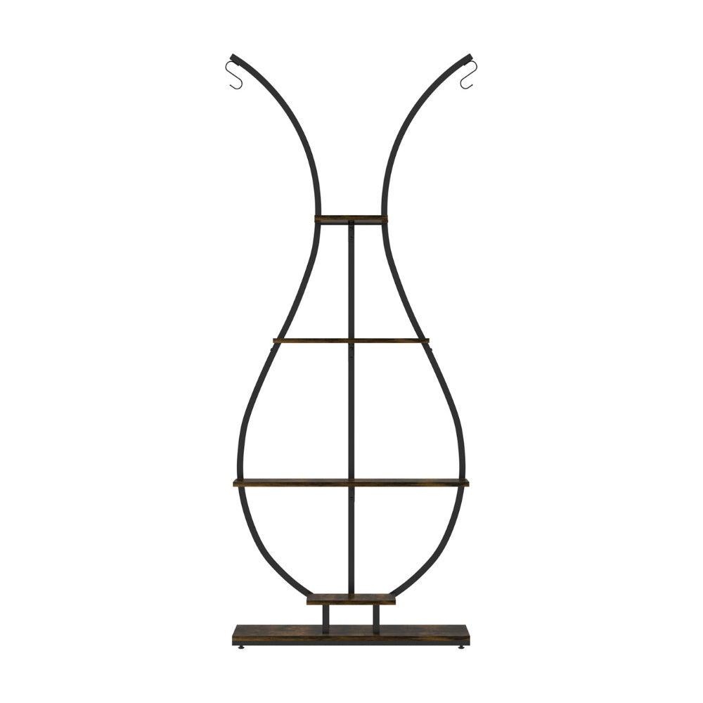 Vase Shape Tall Planter Display RackGarden Plant Stand with 5 Tiers and Hangers_1