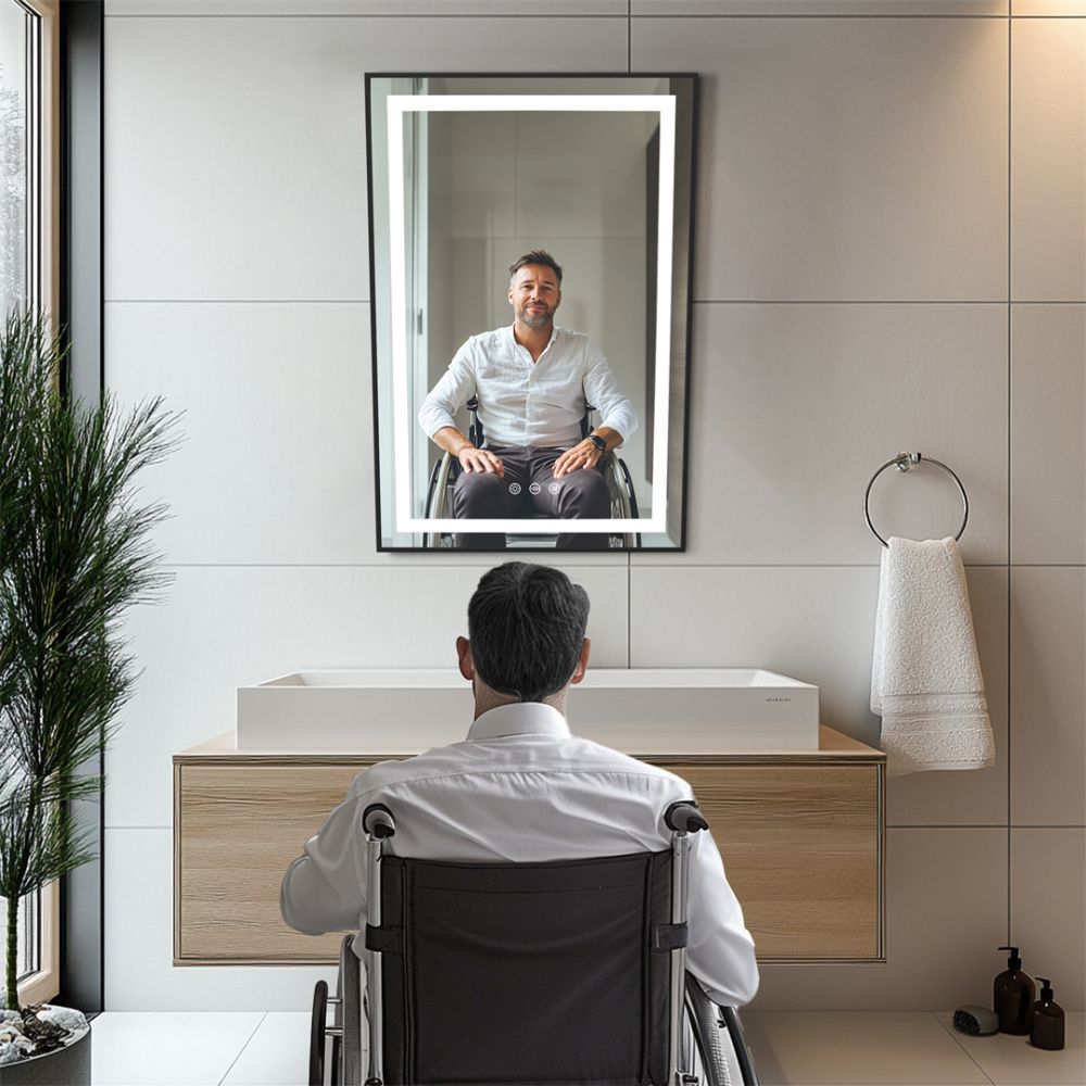LED Wheelchair Accessible Bathroom Tilt Mirror