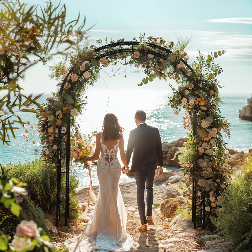 Metal Garden Arch Trellis Decorative Outdoor Archway Wedding Arch Frame_3