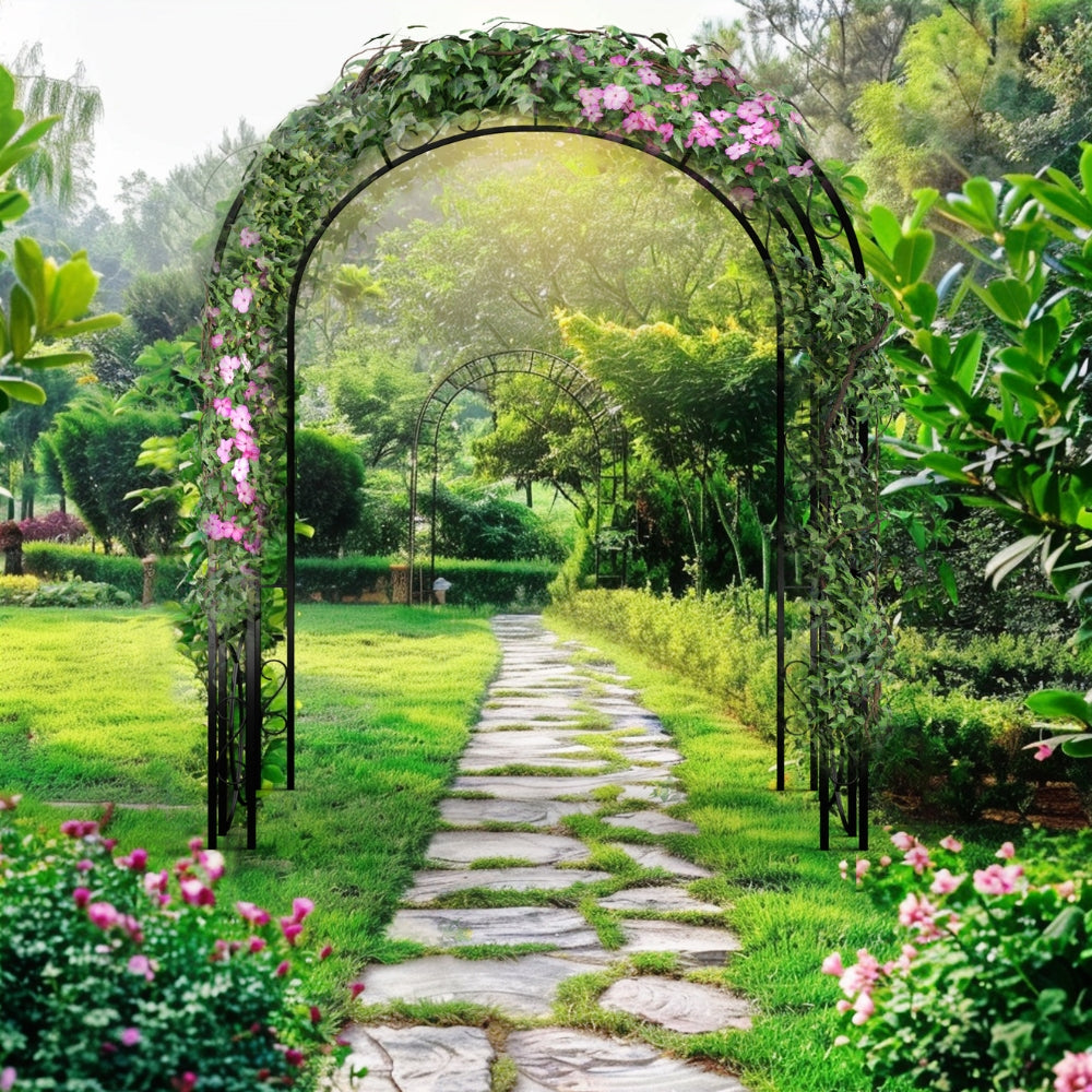 Metal Garden Arch Trellis Decorative Outdoor Archway Wedding Arch Frame_2
