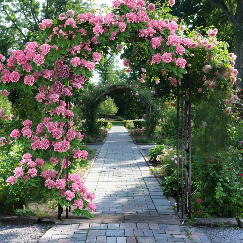 Metal Garden Arch Trellis Decorative Outdoor Archway Wedding Arch Frame_5