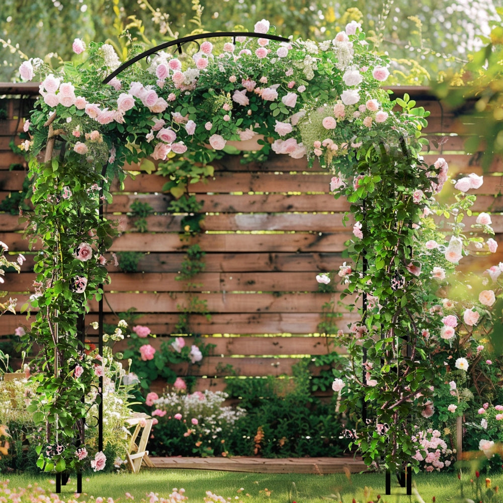 Metal Garden Arch Trellis Decorative Outdoor Archway Wedding Arch Frame_4