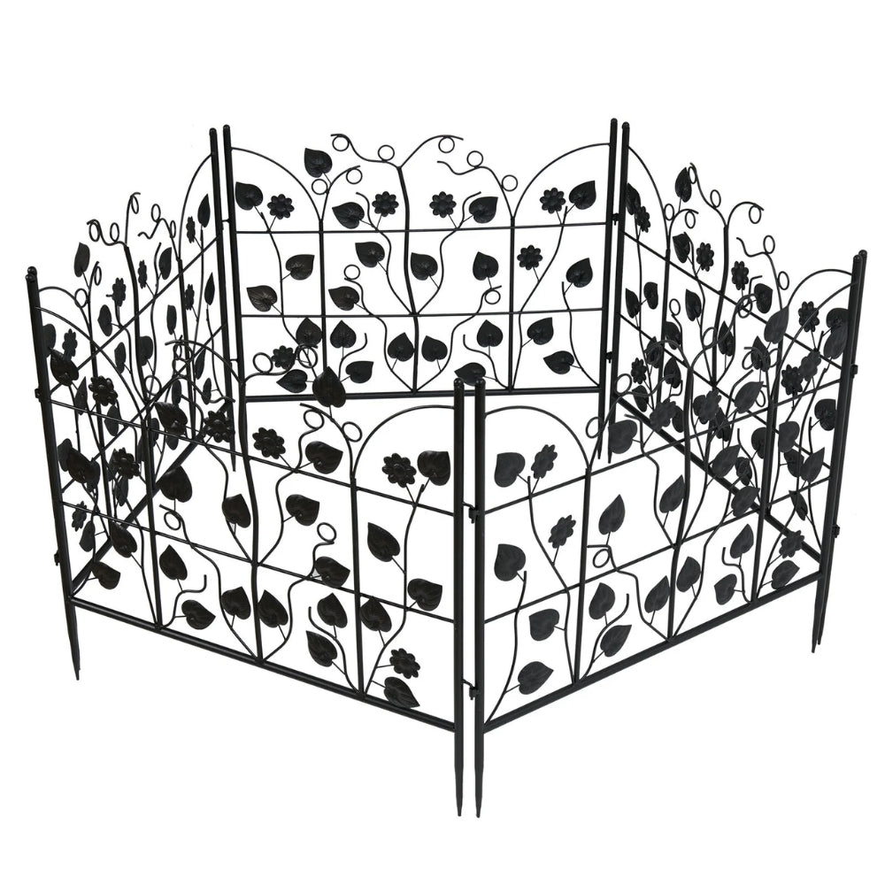 5 Piece Metal Garden Fence Set for Outdoor Garden_2