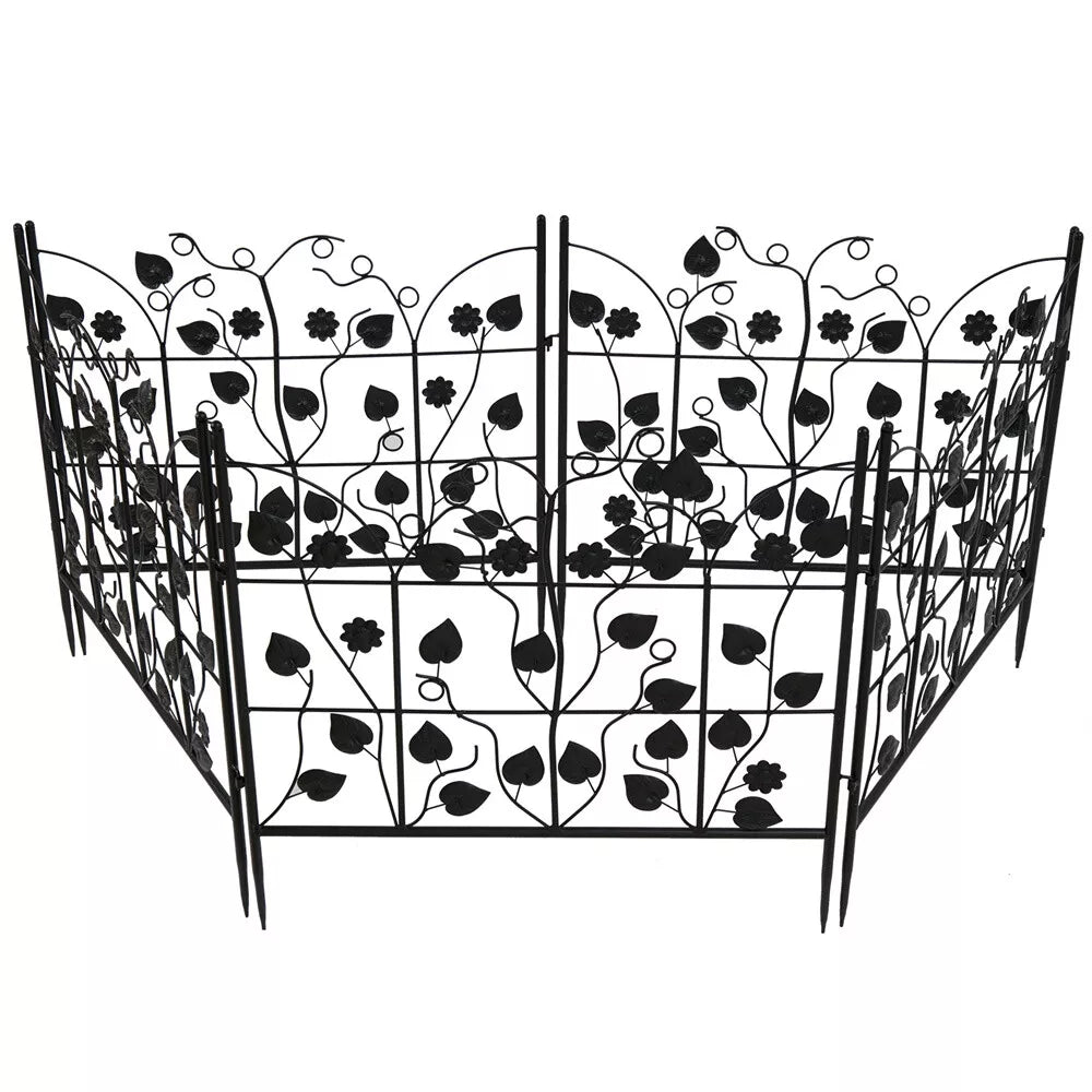 5 Piece Metal Garden Fence Set for Outdoor Garden_1