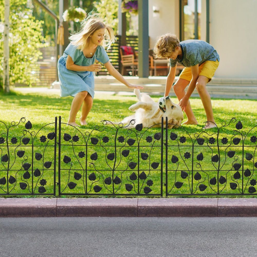 5 Piece Metal Garden Fence Set for Outdoor Garden_3