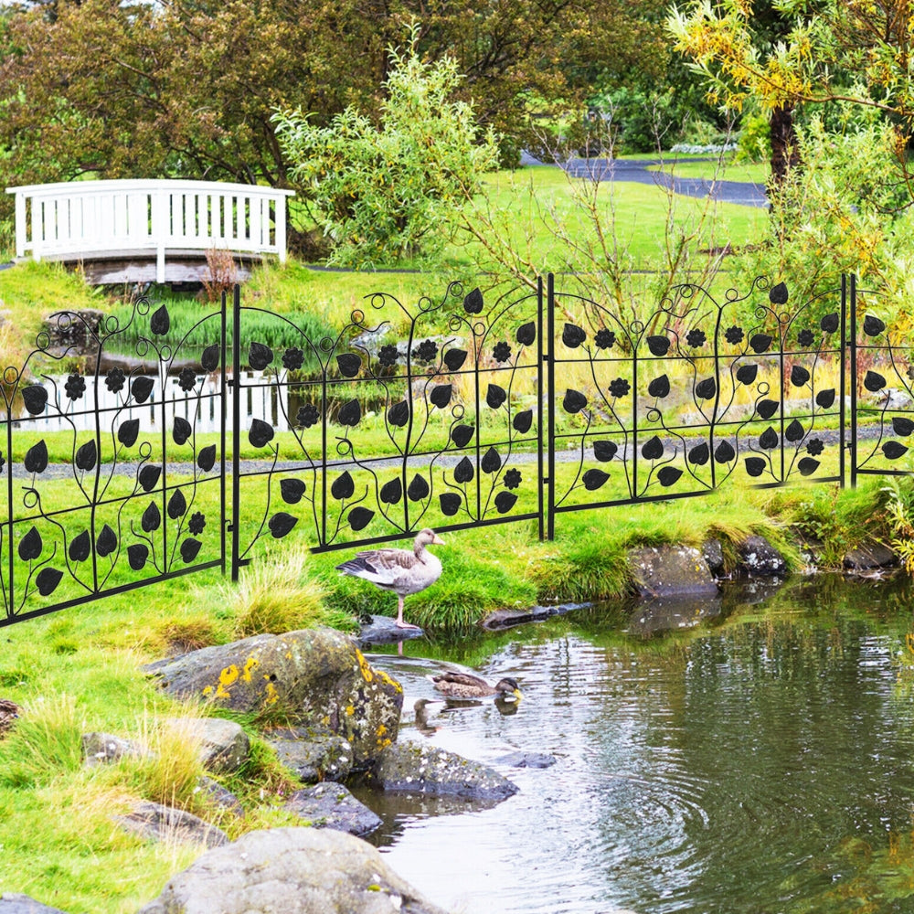 5 Piece Metal Garden Fence Set for Outdoor Garden_4