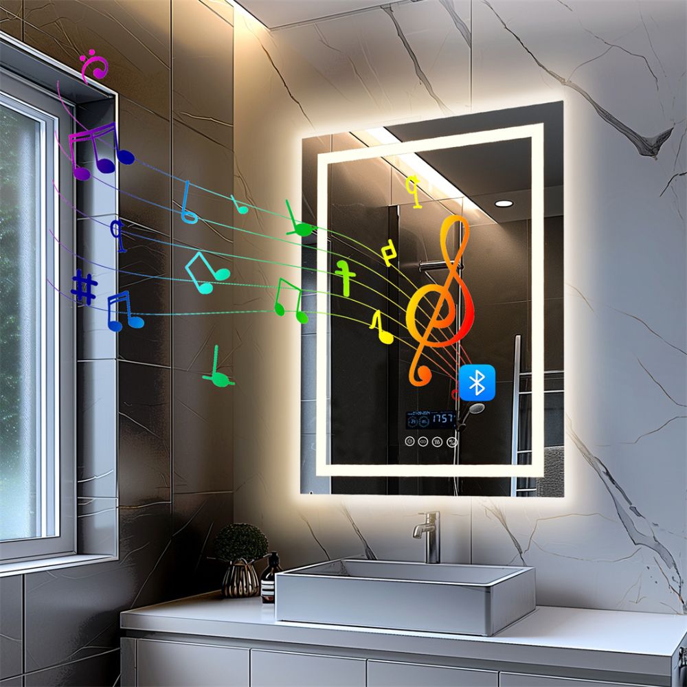 Smart Bluetooth Bathroom Mirror with Time, Temperature Display and Speaker_1