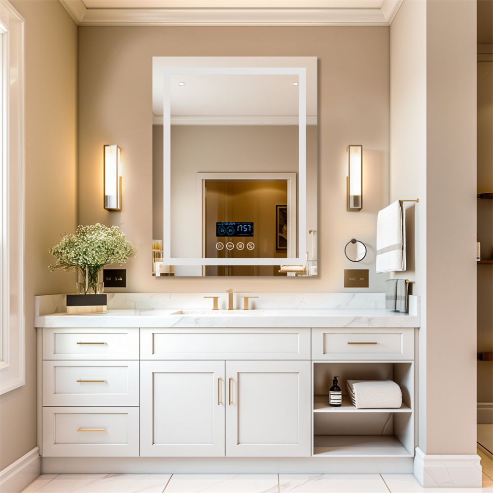 Smart Bluetooth Bathroom Mirror with Time, Temperature Display and Speaker_2