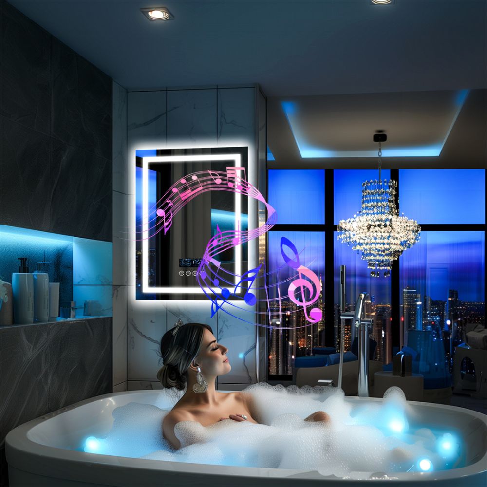 Smart Bluetooth Bathroom Mirror with Time, Temperature Display and Speaker_3
