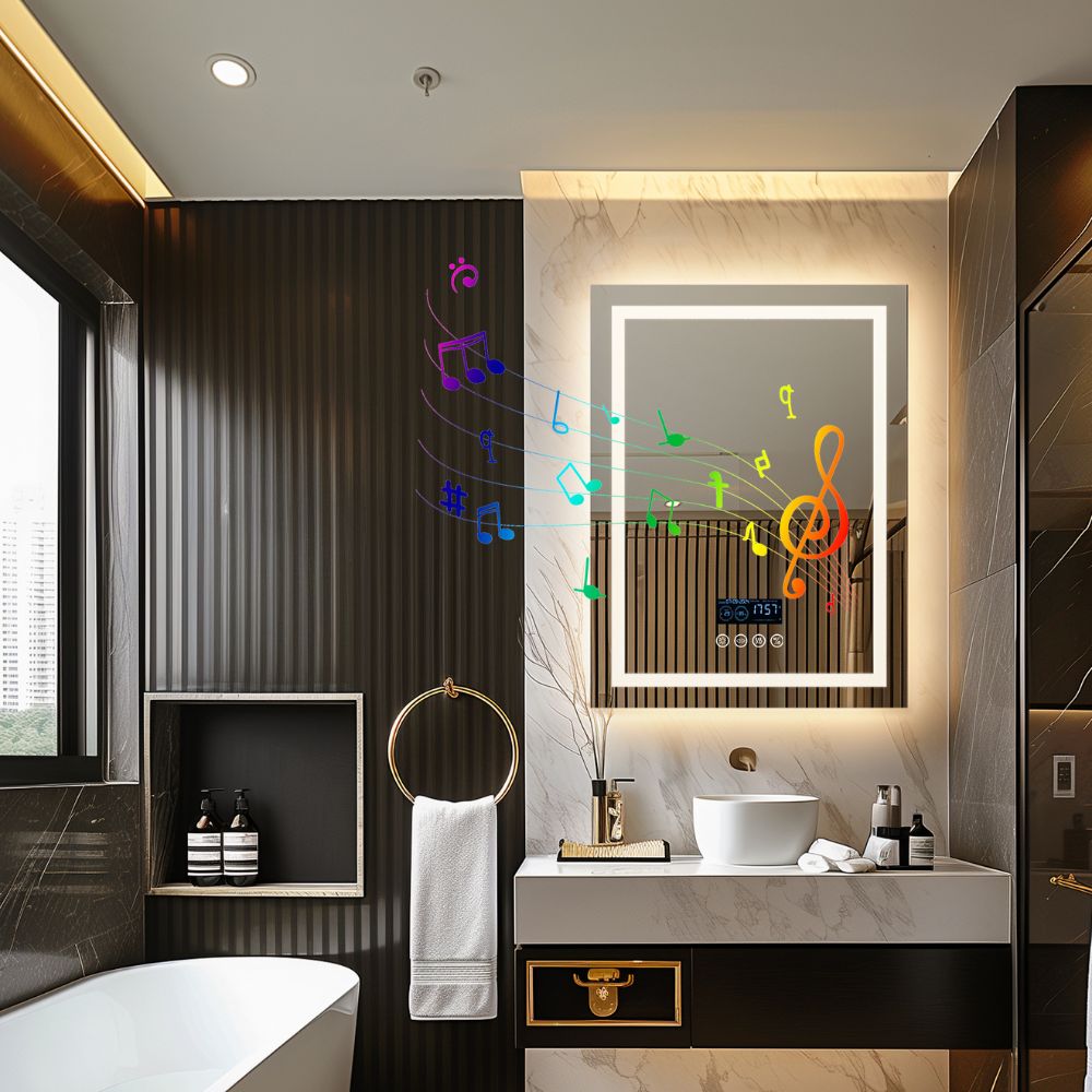 Smart Bluetooth Bathroom Mirror with Time, Temperature Display and Speaker_4