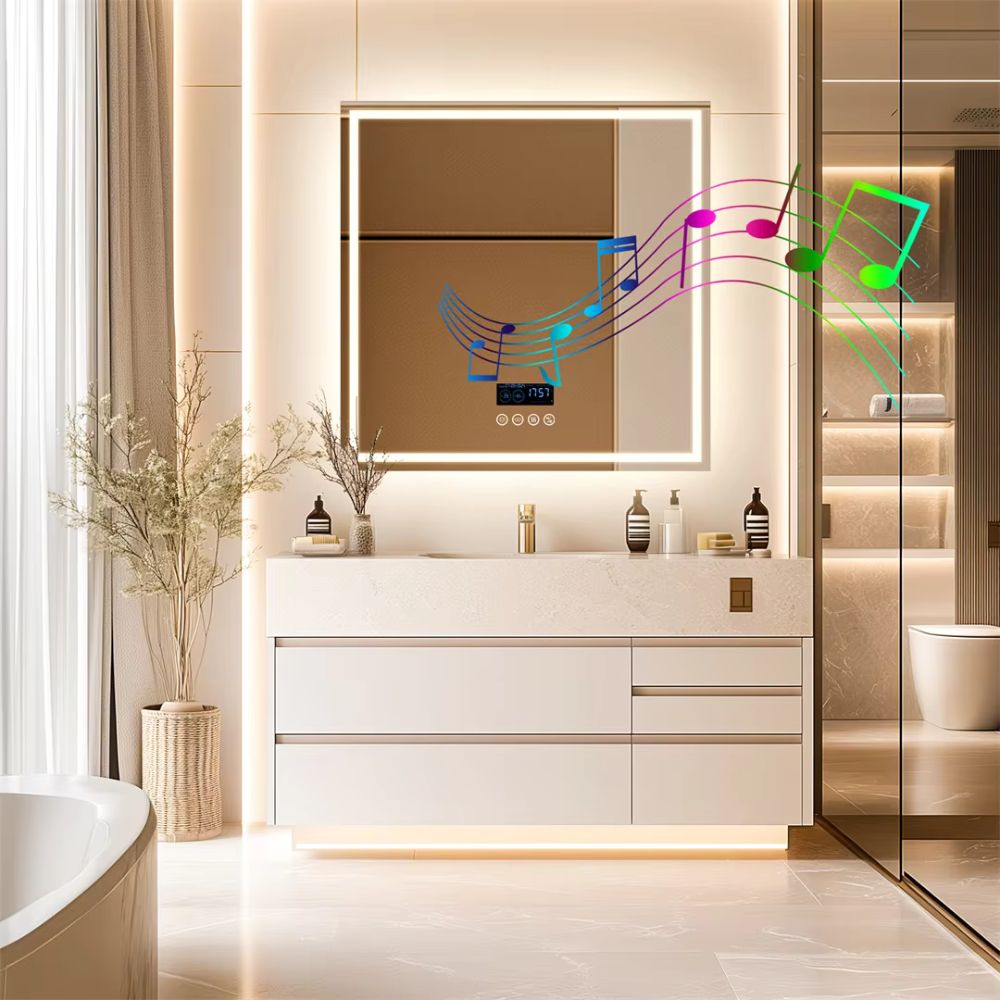 32 Square Lighted Bluetooth Bathroom Mirror_1
