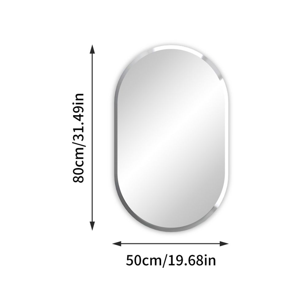 Stylish Frameless Long Oval Bathroom Vanity Mirror with Beveled Edge_7