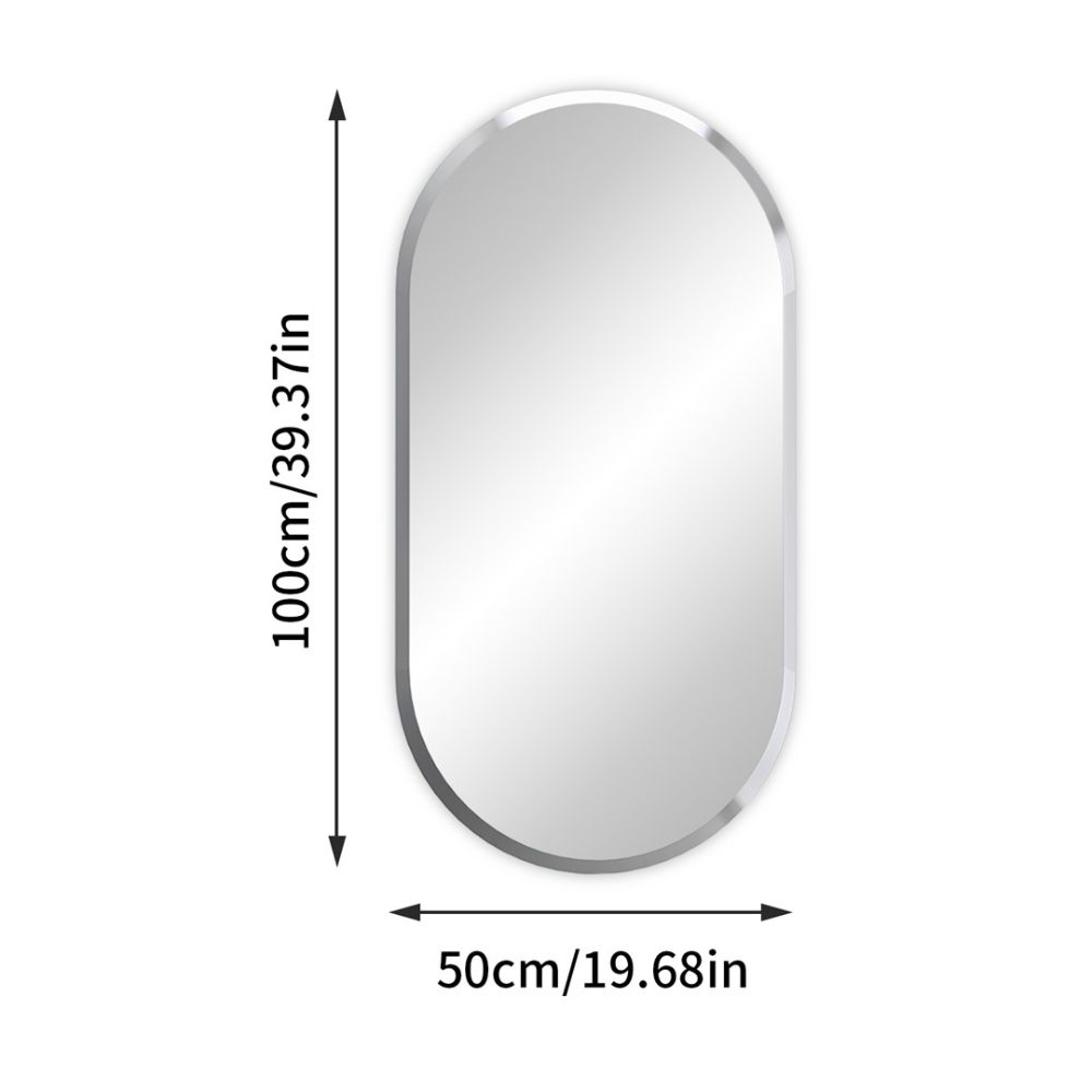 Stylish Frameless Long Oval Bathroom Vanity Mirror with Beveled Edge_8