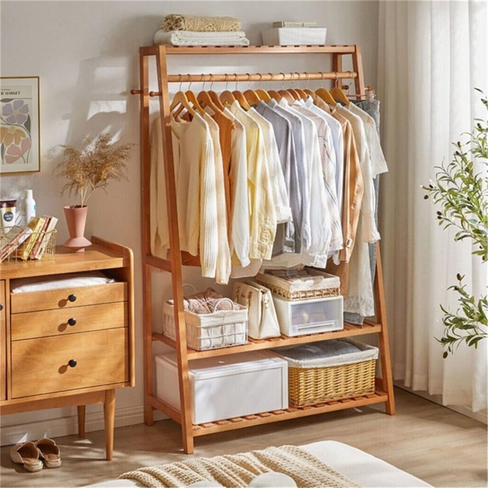 Bamboo Garment Rack for Heavy-Duty Clothing Storage_1