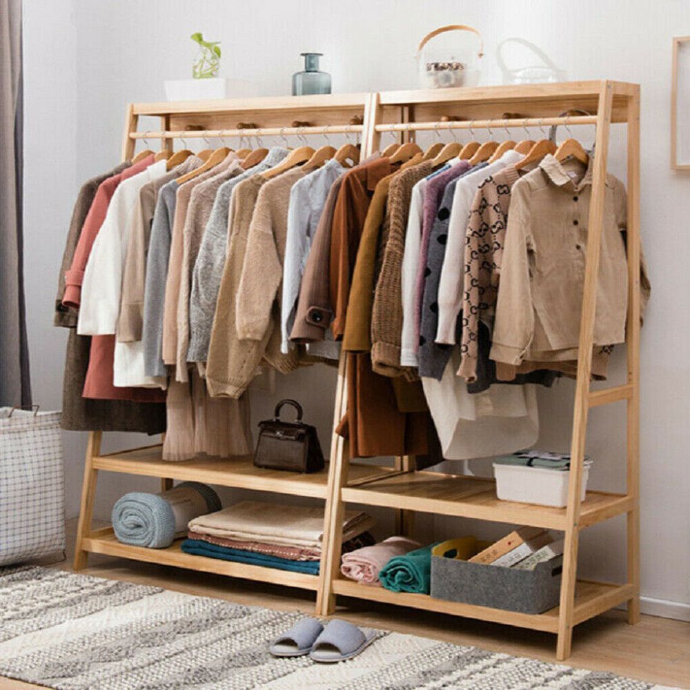 Bamboo Garment Rack for Heavy-Duty Clothing Storage_2